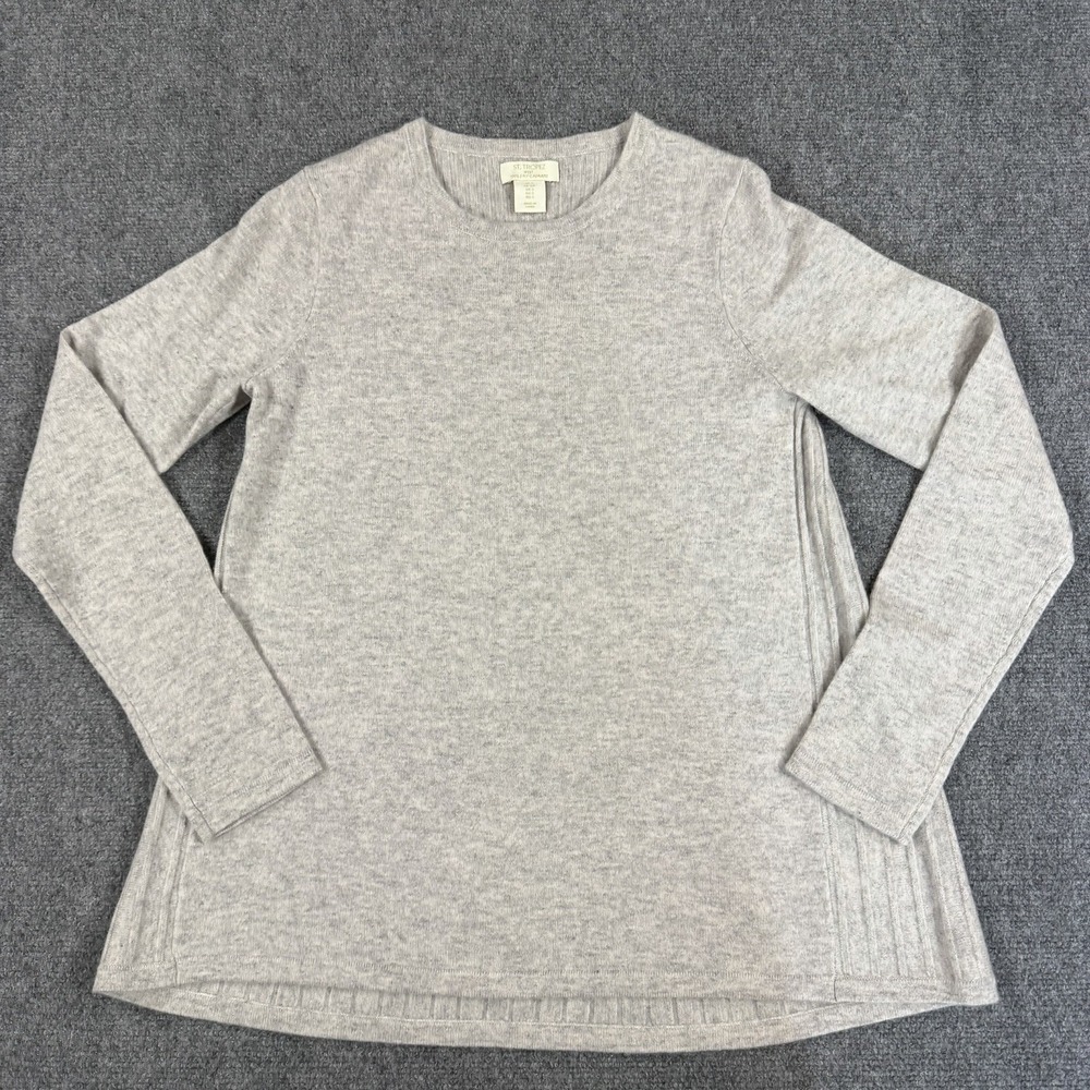 St Tropez Cashmere Sweater Womens Small Gray Tunic Knit Luxury Swing Luxury Read